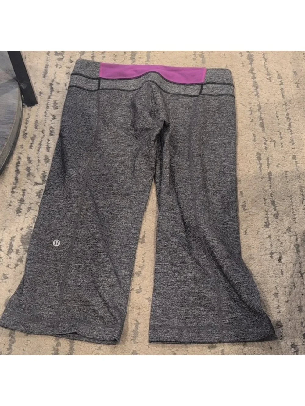 Lululemon Groove Crops Heathered Black And Purple